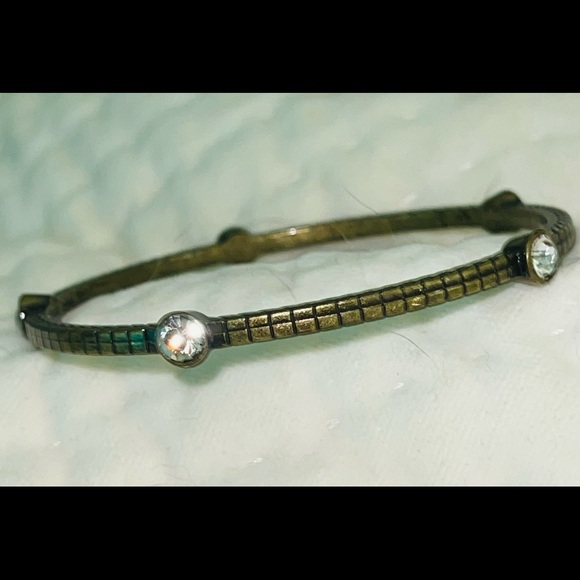 Vintage RJ Graziano brass bangle bracelets with Crystals 7 1/2 to 8" - Picture 3 of 5